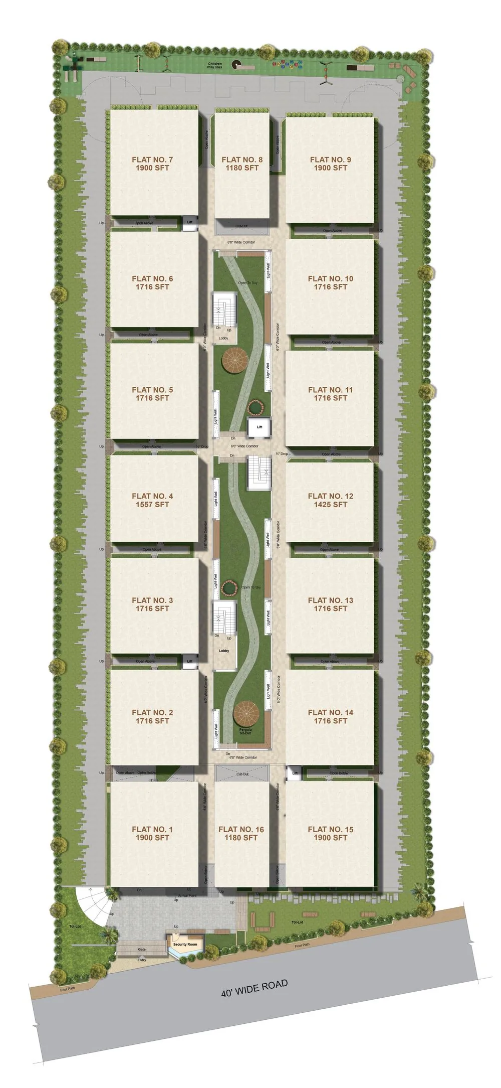 Casa Vishwanath master plan with flat numbers and sizes